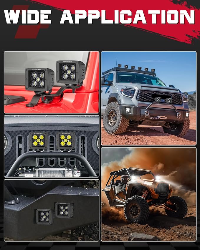 OFFROADTOWN LED Cube, 1PC 3 Inch 50W CREE LED Pods Spot Offroad Driving Lights 3x3 LED Cube Light Ditch Fog Lights for Truck Pickup Motorcycle UTV ATV SUV Boat 4x4 Car
