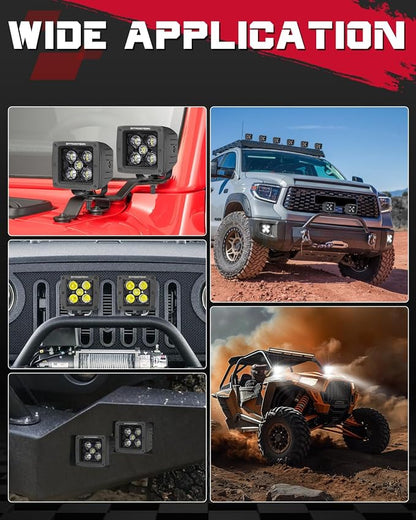 OFFROADTOWN LED Cube, 1PC 3 Inch 50W CREE LED Pods Spot Offroad Driving Lights 3x3 LED Cube Light Ditch Fog Lights for Truck Pickup Motorcycle UTV ATV SUV Boat 4x4 Car
