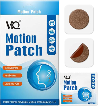 MQ Motion Sickness Patch,50 Count,Non Drowsy Sea Sickness Patches Behind Ear for Cruise Ship Travel, Waterproof Car Sick Patches Fast Acting & Long Last 72H