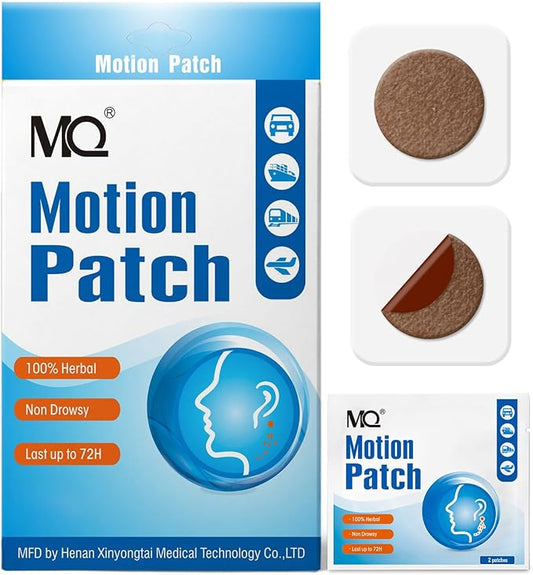 MQ Motion Sickness Patch,50 Count,Non Drowsy Sea Sickness Patches Behind Ear for Cruise Ship Travel, Waterproof Car Sick Patches Fast Acting & Long Last 72H