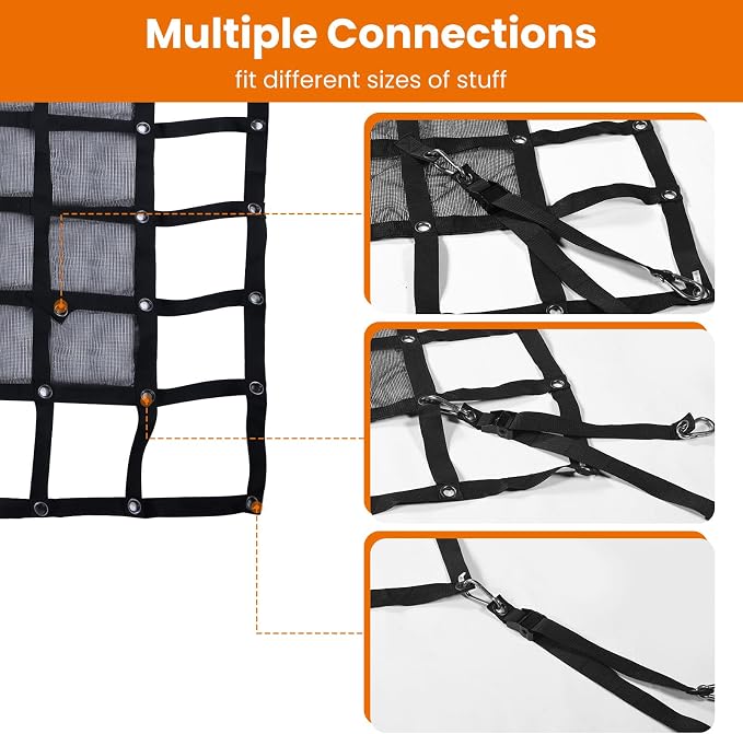 Truck Cargo Net with Mesh, 6.7 x 8 ft Heavy Duty Cargo Net for Pickup Bed, Accessory Truck Bed Netting for Cargo (80 x 95 inches)