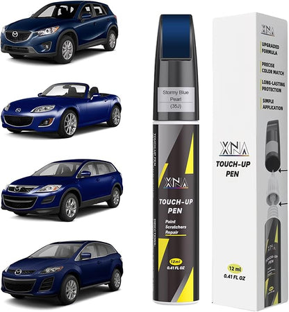 XNA Stormy Blue Pearl(35J) for Mazda Touch Up Paint, Car Scratch Remover for Nicks and Chips Repair, 2-In-1 Quick & Easy Fix Car Scratch Repair Kit with Exact Color-Matched