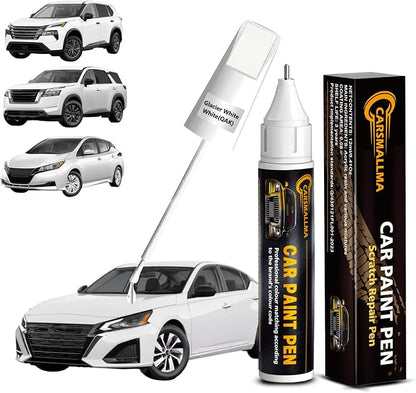 QAK Glacier White/White Car Touch Up Paint for Nissan, Color Accurate Car Paint Scratch Repair Pen Kit Quick & Easy Fix Vehicle Chips and Automotive Nicks Scuff