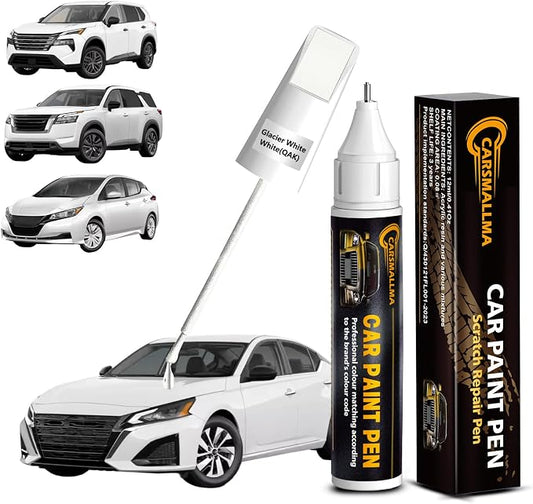 QAK Glacier White/White Car Touch Up Paint for Nissan, Color Accurate Car Paint Scratch Repair Pen Kit Quick & Easy Fix Vehicle Chips and Automotive Nicks Scuff