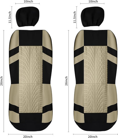 VarCozy Car Seat Covers Full Set, Front & Split Rear Bench for Car, Universal Cloth SUV, Sedan, Van, Automotive Interior Covers, Airbag Compatible