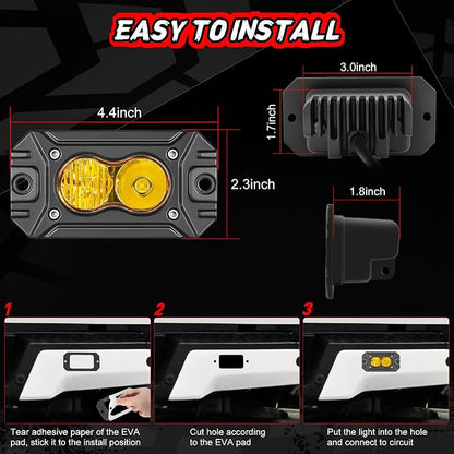 Flush Mount Pod Lights Yellow, Auto Power Plus 2PCS 40W LED Driving Lights Amber LED Pods Off Road Lights Bumper Fog Lights Flush LED Light Bar Backup Light Cube for Truck Pickup ATV UTV Boat 4x4