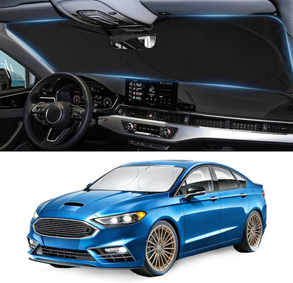 Sunshade for Fusion Windshield Sun Shade for 2013-2019 2020 2021 Ford Fusion Accessories Front Window Shield Cover Foldable Sun Visor Blocker Keep Car Cooler