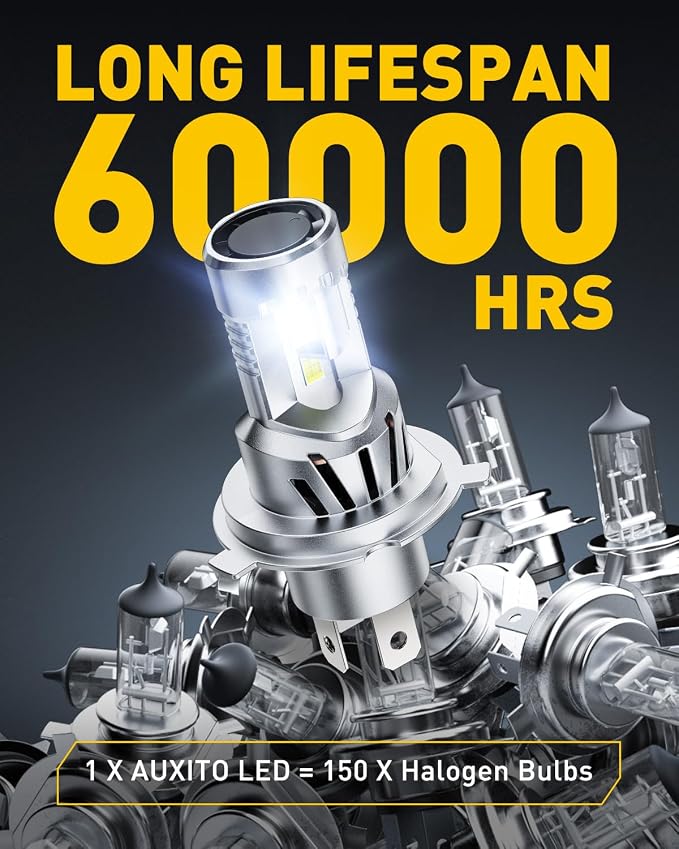 AUXITO 9003 H4 LED Bulb, 900% Brighter, 3 Min Quick Install, 20 Years Lifespan, No Flicker, 99% Compatibility