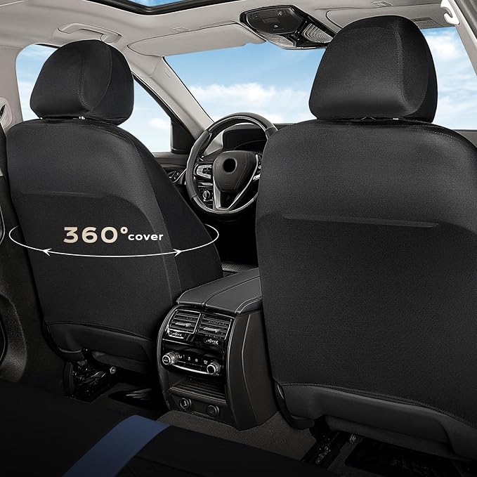 Coverado Car Seat Covers Front Pair, Automotive Leather Seat Covers for Car，Universal Fit Front Back Seat Cover, Non-Slip Waterproof Breathable Car Seat Protector