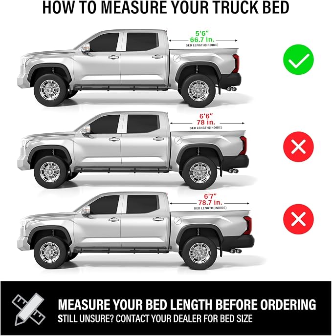 Low Profile Hard Folding Aluminum Truck Bed Tonneau Cover Compatible with 2022-2026 Toyota Tundra 5' 6" Bed w/OE Rail System (66.7"), Quad-Fold Style