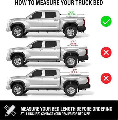 Low Profile Hard Folding Aluminum Truck Bed Tonneau Cover Compatible with 2022-2026 Toyota Tundra 5' 6" Bed w/OE Rail System (66.7"), Quad-Fold Style