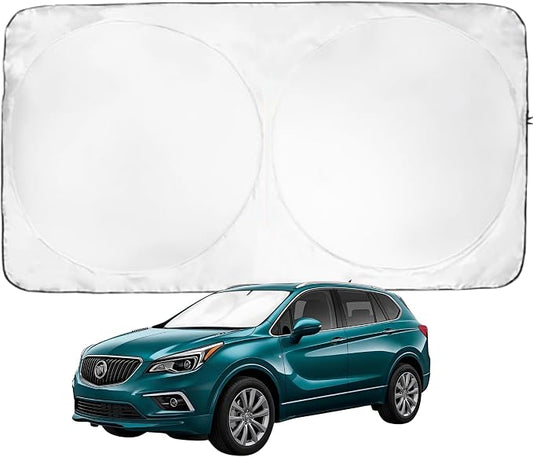 Windshield Sun Shade | Compatible for Buick Envision (2016-2020) | Certified 99.87% UVB & 99.02% UVA Car Sun Shade. Award Winning Sunshade - Patented Technology | Car Shades by Kinder Fluff