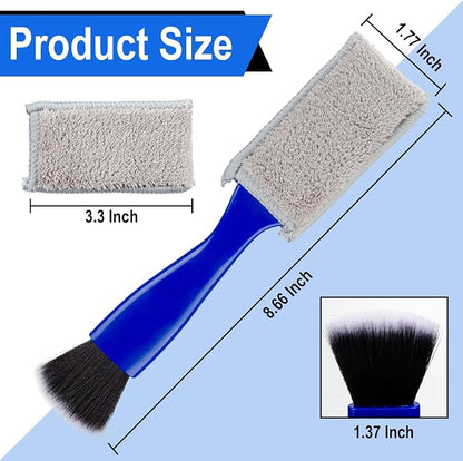 BFXM Double Head Brush for Car Clean, 2 in 1 Car Detailing Brush, Car Accessories Double Ended Portable Dust Brush with 2 Cleaning Cloth, Universal Dust Removal Brush for Air Conditioner Outlets