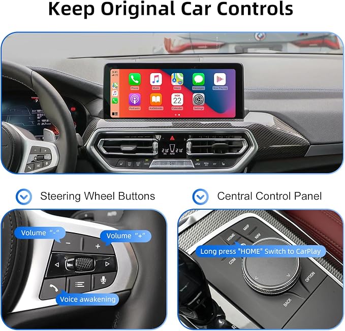 Wireless CarPlay Android Auto Adapter Decoder Retrofit Kit Fits BMW 2017-2018 X1 X2 X3 X4 X5 X6 MINI & 1-5 Series with EVO/MGU System, Supports Mirror Link/Camera/USB Drive/Navigation etc
