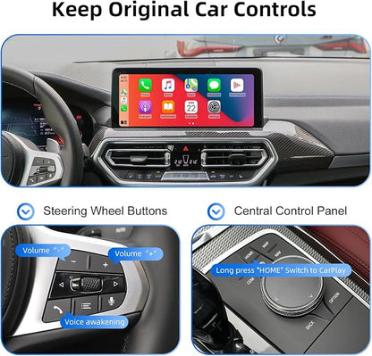 Wireless CarPlay Android Auto Adapter Decoder Retrofit Kit Fits BMW 2017-2018 X1 X2 X3 X4 X5 X6 MINI & 1-5 Series with EVO/MGU System, Supports Mirror Link/Camera/USB Drive/Navigation etc