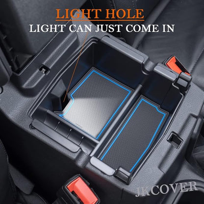 Compatible with Center Console Organizer Tray Jeep Wrangler JL/JLU 2018-2022 2023 2024 2025 2026 and Jeep Gladiator JT Truck 2020-2024 2025 2026 Insert Armrest Accessories (Not for JK/JKU)(Blue Trim)