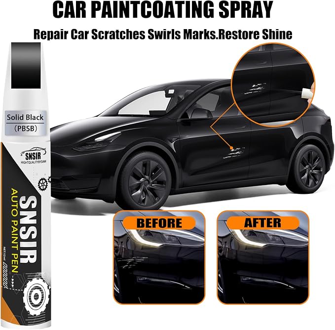Car Touch up Paint(Solid Black(PBSB)) Compatible with Tesla Model Y/3/X/S, Car Paint Pen Scratch Repair Two-In-One Touch Up Paint, Premium Car Scratch Remover for Deep Scratches
