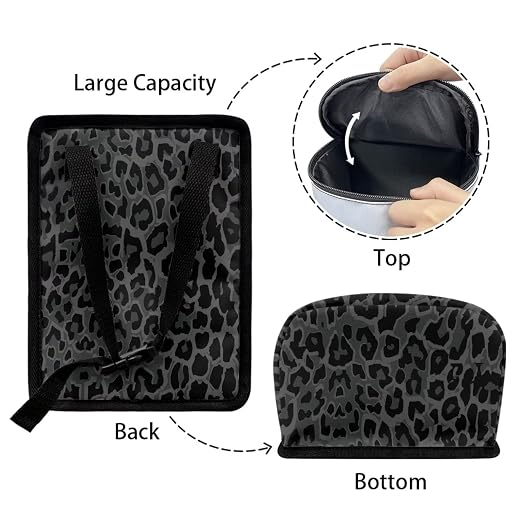 Talayituse Black Leopard Print Car Trash Can with Lid, Leak Proof Auto Trash Bag Hanging Vehicle Garbage Can Multipurpose Storage Container for Back Seat Road Trip