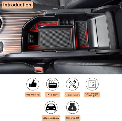 TACORBO Center Console Organizer Compatible with Toyota Camry XLE/XSE 2018-2024 and Camry LE/SE 2020-2024 Accessories, Hybrid Armrest Insert Tray, (not for 9th), Red Trim