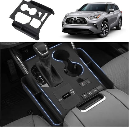 Autorder Silicone Center Console Organizer for 2020-2022 Toyota Highlander Accessories Seat Gap Storage Box Soft Gear Shift Panel Trim Cover