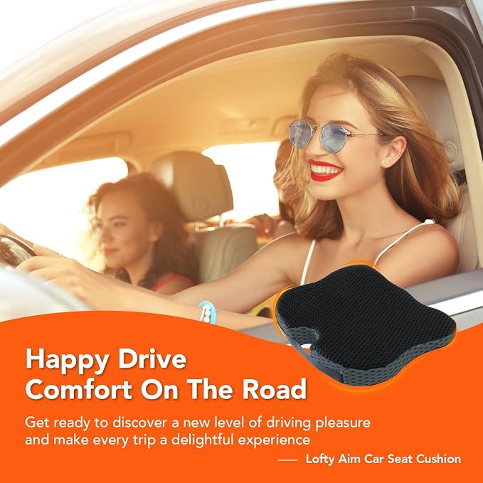 Lofty Aim Car Seat Cushion, Comfort Memory Foam Car Cushions for Driving (Gray)