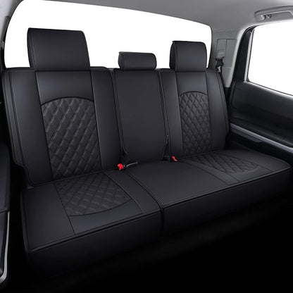 YIERTAI Back Tundra Seat Covers Compatible with Toyota Tundra 2008-2022 2023 2024 2025 2026 Crewmax Cab 1794 Edition Platinum Split Bench 40/60 Waterproof Faux Leather(1 Rear Seat Cover/Black)