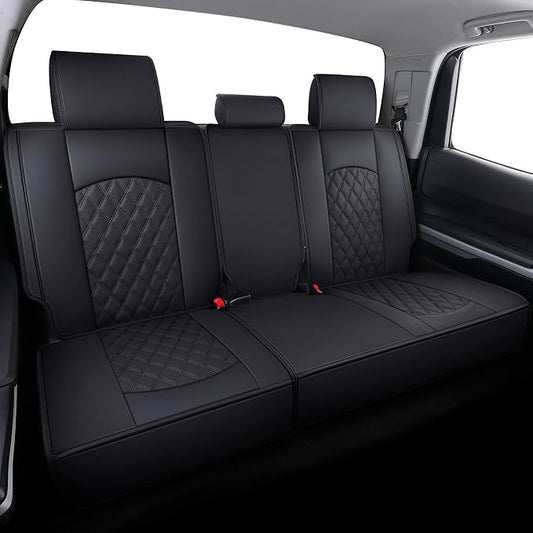 YIERTAI Back Tundra Seat Covers Compatible with Toyota Tundra 2008-2022 2023 2024 2025 2026 Crewmax Cab 1794 Edition Platinum Split Bench 40/60 Waterproof Faux Leather(1 Rear Seat Cover/Black)
