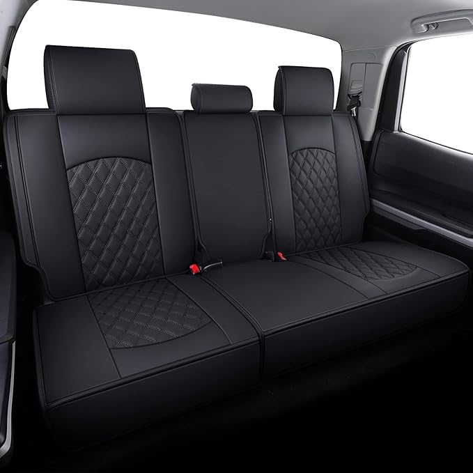 YIERTAI Tundra Seat Covers Compatible with Toyota Tundra 2008-2022 2023 2024 2025 2026 Crewmax Double Cab SR5 Limited Platinum TRD Pro Tundrasine 1794 Edition Waterproof Leather(5 PCS Full Set/Black)
