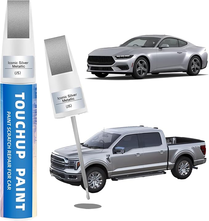 Iconic Silver Metallic(JS) Touch Up Paint Compatible with Ford 2-in-1 Car Scratch Repair Pen for Rock Chips, Door Scratches&Paint Nicks Exact Color Match Quick Dry DIY Fix for F-150 Explorer