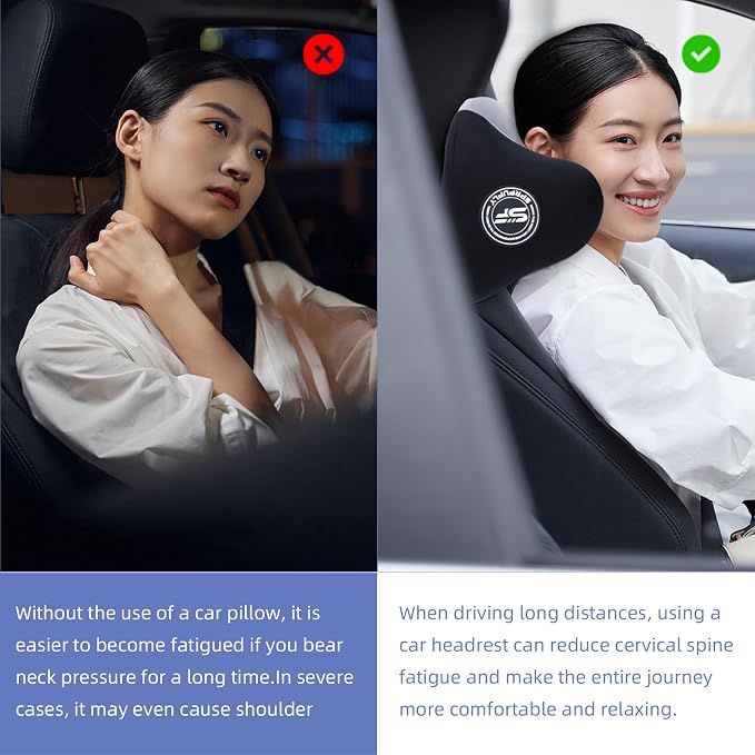 Really Useful Car Headrest Pillow, Car Neck Pillow for Sleeping with Adjustable Strap, 100% Memory Foam & Breathable Removable Cover, Ergonomic Design - Softness Road Trip Car Pillow(Gray, 1PC)