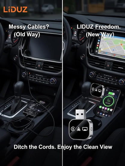 Screen Mirroring Adapter for Car Carplay 2026 Upgraded for iPhone& Android Auto,5.8g WiFi No-Lag Dongle,Wired to Wireless Converter with 4k Streaming,Fits 98% Cars (USB-A/C)