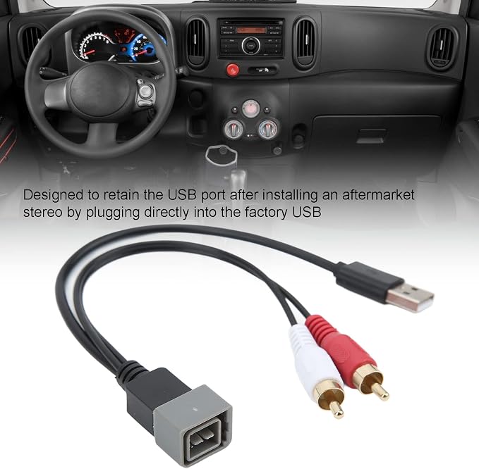 Keenso Car Radio USB Port Retention Cable USB Input Adapter Replacement for Juke Versa Car Bluetooth Kit