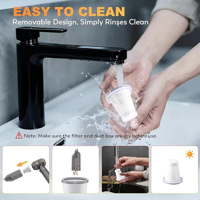 Handheld Cordless Vacuum,Car Vacuum Cleaner,4-in-1 22000PA High Power Portable Rechargeable Vacuum Cleaner with Brushless Motor, Small Handheld Vacuum & Air Blower & Pump-Black