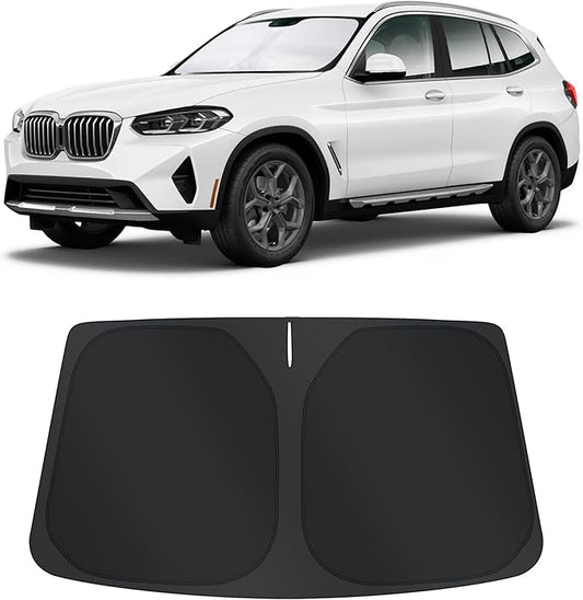 TINGLU Sun Shade for BMW X3 2018-2025 2026 Accessories Windshield Sun Shade Window Shade UV Rays Protection Sun Visor Cover with Steering Wheel Sunshade Storage Bag