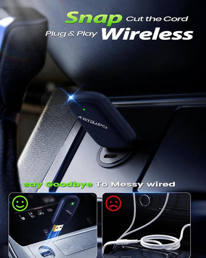 Wireless CarPlay Adapter for iPhone - Wired to Wireless CarPlay Dongle with USB-A/USB-C, Gold-Plated USB, Low Latency, Auto Reconnect, Mini Plug & Play Adapter for OEM Wired Cars 2016+