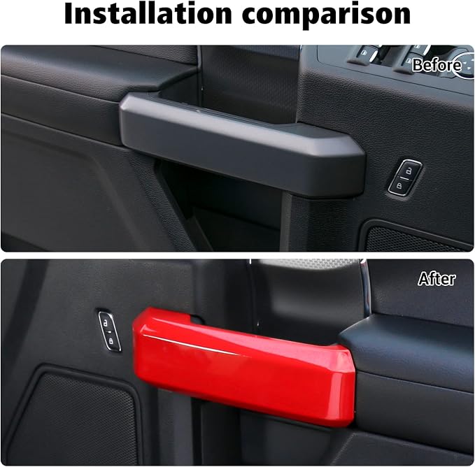 Voodonala Inner Door Handle Covers Trim for Ford F150 2015 2016 2017 2018 2019 2020(Red,4Pcs/Set)