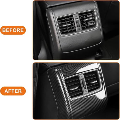 Carbon Fiber Rear AC Vent Trim Cover Compatible with Honda Accord 2018–2022, Interior Dashboard Air Outlet Frame Decal Accessories for 10th Gen Accord