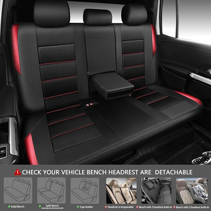 CAR PASS Memory 3D Foam Car Seat Covers Full Set, Breathable Mesh Thick Seat Covers for Car, Red Metal Film Leather Seat Covers, Universal Automotive Comfort for SUVs Trucks, Black Red