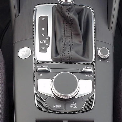 Real Premium Carbon Fiber Decor Compatible with Audi A3 S3 RS3 8V 2013 2014 2015 2016 2017 2018 2019 Car Automatic Gear Shift Panel Decal Frame Auto Interior Accessories Sticker Black