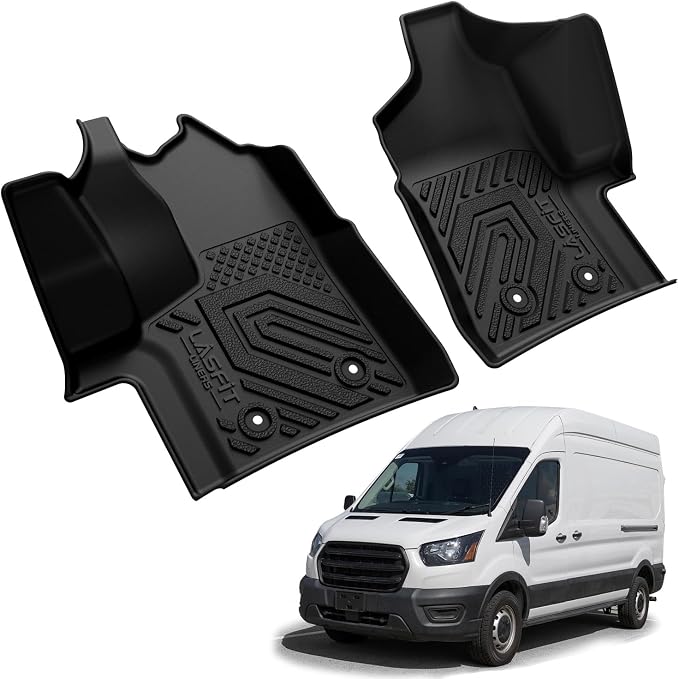 LASFIT Floor Mats for Ford Transit 2022-2026 Vinyl Floor w/Posts Only, Transit 150/250/350/350HD All Weather TPE Protector, Full Coverage Floor Liners for Transit-150 250 350 350HD Accessories