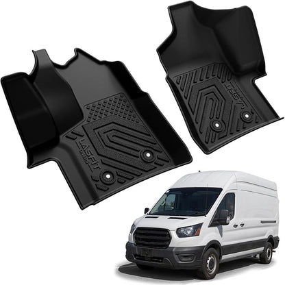 LASFIT Floor Mats for Ford Transit 2022-2026 Vinyl Floor w/Posts Only, Transit 150/250/350/350HD All Weather TPE Protector, Full Coverage Floor Liners for Transit-150 250 350 350HD Accessories