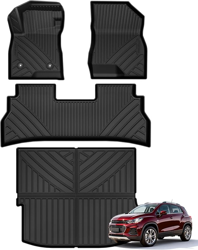 YITAMOTOR Floor Mats Fit for 2024 2025 2026 Chevrolet Trax ACTIV/LS/LT/RS, TPE All Weather Custom Fit Floor Liners & Cargo Mat for Chevy Trax Accessories, Automotive 1st & 2nd Row Car Mats Set, Black
