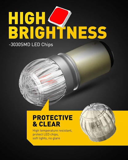 AUXITO 1156 LED Bulb Red, Brake Light 7506 P21W BA15S Super Bright for Rear Brake Lights Tail Lights, Pack of 2