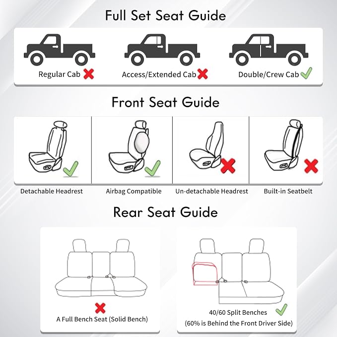 Huidasource Tacoma Front&Back Car Seat Covers, Automotive Seat Cushion Fit for 4th Gen Toyota Tacoma 2024-2026 Double&Crew Cab Trailhunter SR SR5 Limited TRD Sport/Off Road (Full Set/Black&Blue)
