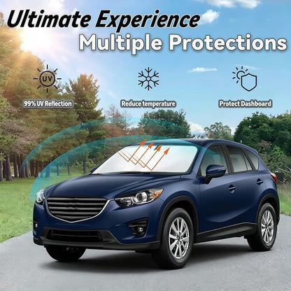Windshield Sun Shade for Mazda CX-5 2013-2016, Car Front Window Sunshade with 240T Sun Visor Protector Blocks UV Rays Heat Sun Shield Accessories (Mazda CX5)