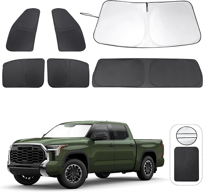 TINGLU Window Shades for Toyota Tundra 2022-2025 2026 Accessories Car Side Full Windows Rear Windshield Sun Shade Sun UV Rays & Privacy Protection for Camping,Napping&Relaxing 6PCS