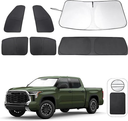 TINGLU Window Shades for Toyota Tundra 2022-2025 2026 Accessories Car Side Full Windows Rear Windshield Sun Shade Sun UV Rays & Privacy Protection for Camping,Napping&Relaxing 6PCS