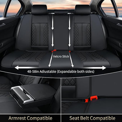FLORICH Leather Seat Covers Full Set Automotive Seat Covers Black Car Seat Covers Waterproof Front and Back Seat Covers Car Seat Cushion Protector Universal Fit for Most Cars SUV Trucks, Black
