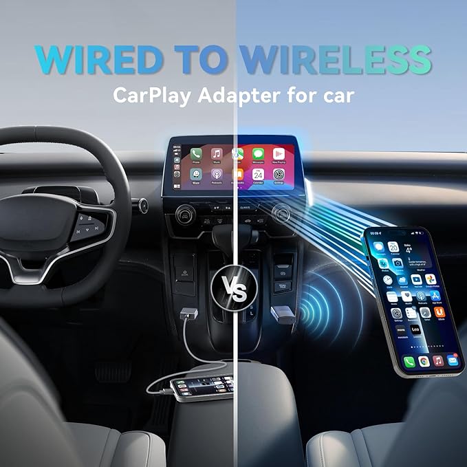 MINIX Wireless CarPlay Adapter for Apple Converts Cars Factory Wired CarPlay to Wireless CarPlay Compatible with iPhone iOS 10+ and 2016+ Cars, Slow Latency with USB C