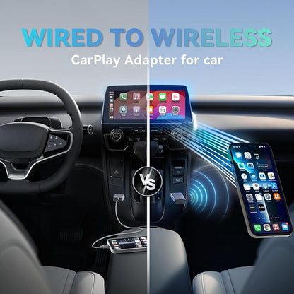 MINIX Wireless CarPlay Adapter for Apple Converts Cars Factory Wired CarPlay to Wireless CarPlay Compatible with iPhone iOS 10+ and 2016+ Cars, Slow Latency with USB C